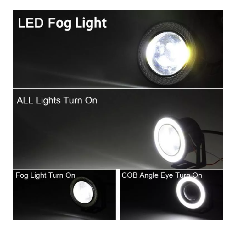 Par Focos Neblineros Led Ojos De Ángel 89mm Blanco + Blanco-2