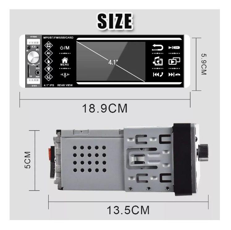 Radio Auto 1 Din Con Pantalla 4.1 Bluetooth Mp3 Usb Control-7