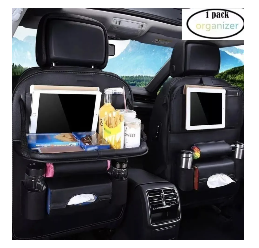 Pack 2 Organizador Auto Asiento Con Mesa Ecocuero-4