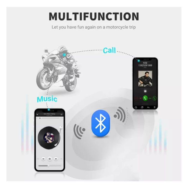 Audifono Casco Moto Auriculares Bluetooth Inteligente Musica-6
