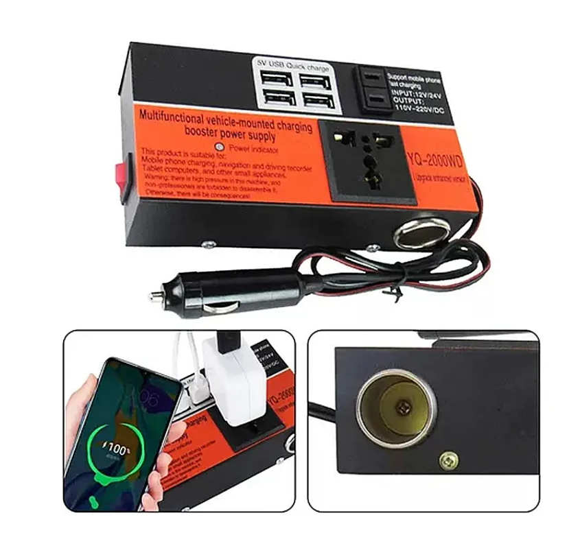 Inversor De Voltaje Auto Convertidor Corriente 12v 220v 1.5k-5
