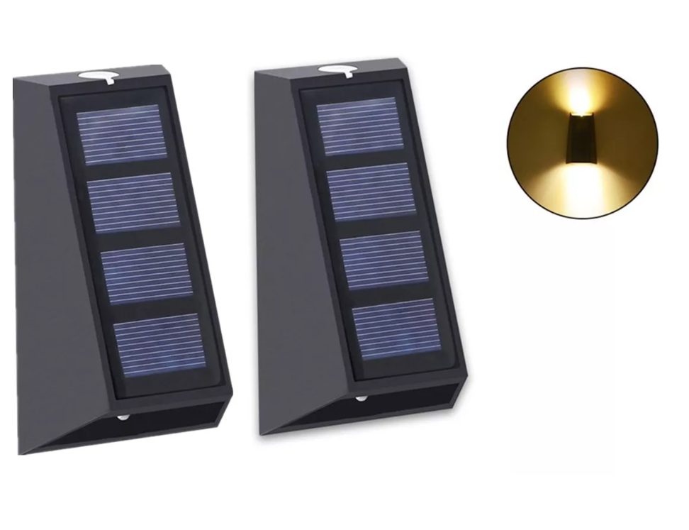 Pack 2 Luces Solares Patio Jardín Para Escaleras Y Muros-0