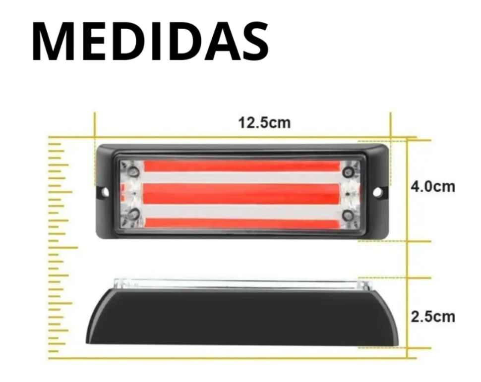 Luz Led Cob Estroboscópica Amarillo Coche Camion 12v-24v-3