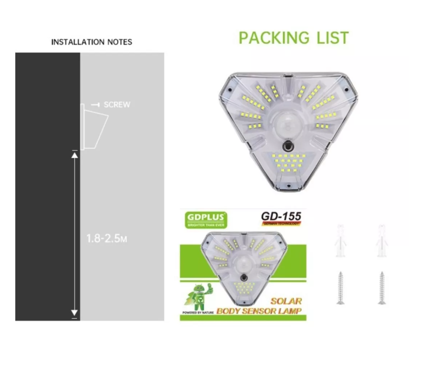 Foco Solar 62 Led Ip65 Sensor Movimiento Exterior 3 Modos-1