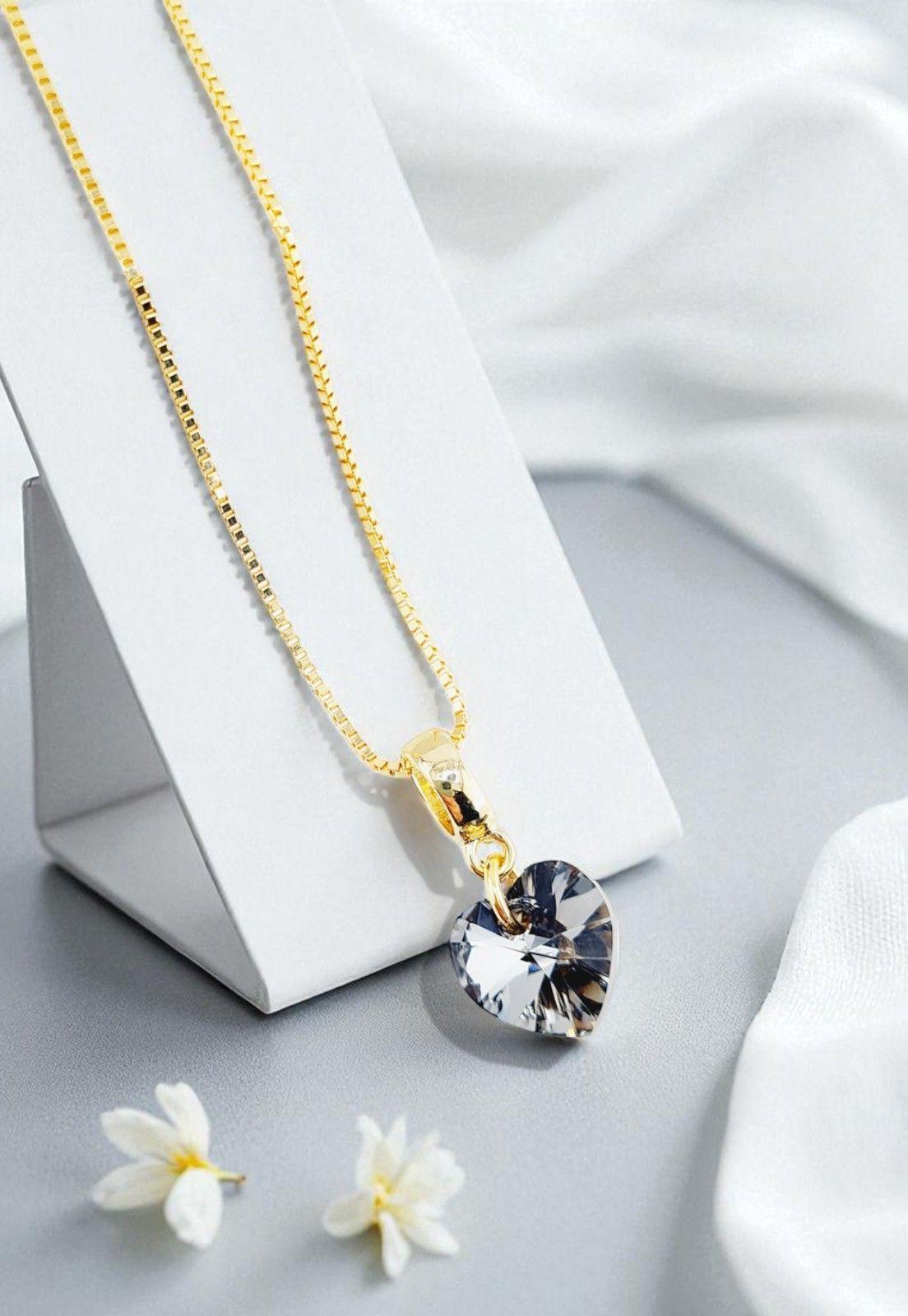 Collar Romance Gold 24K Cristal Genuino Silver Night-2