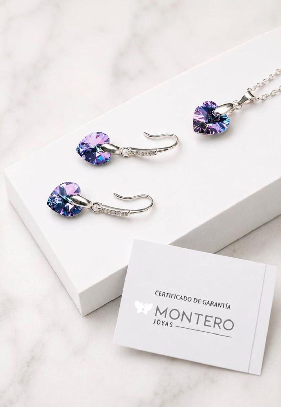 Conjunto Romance Plata 925 Cristal Swarovski® Vitral Light-1