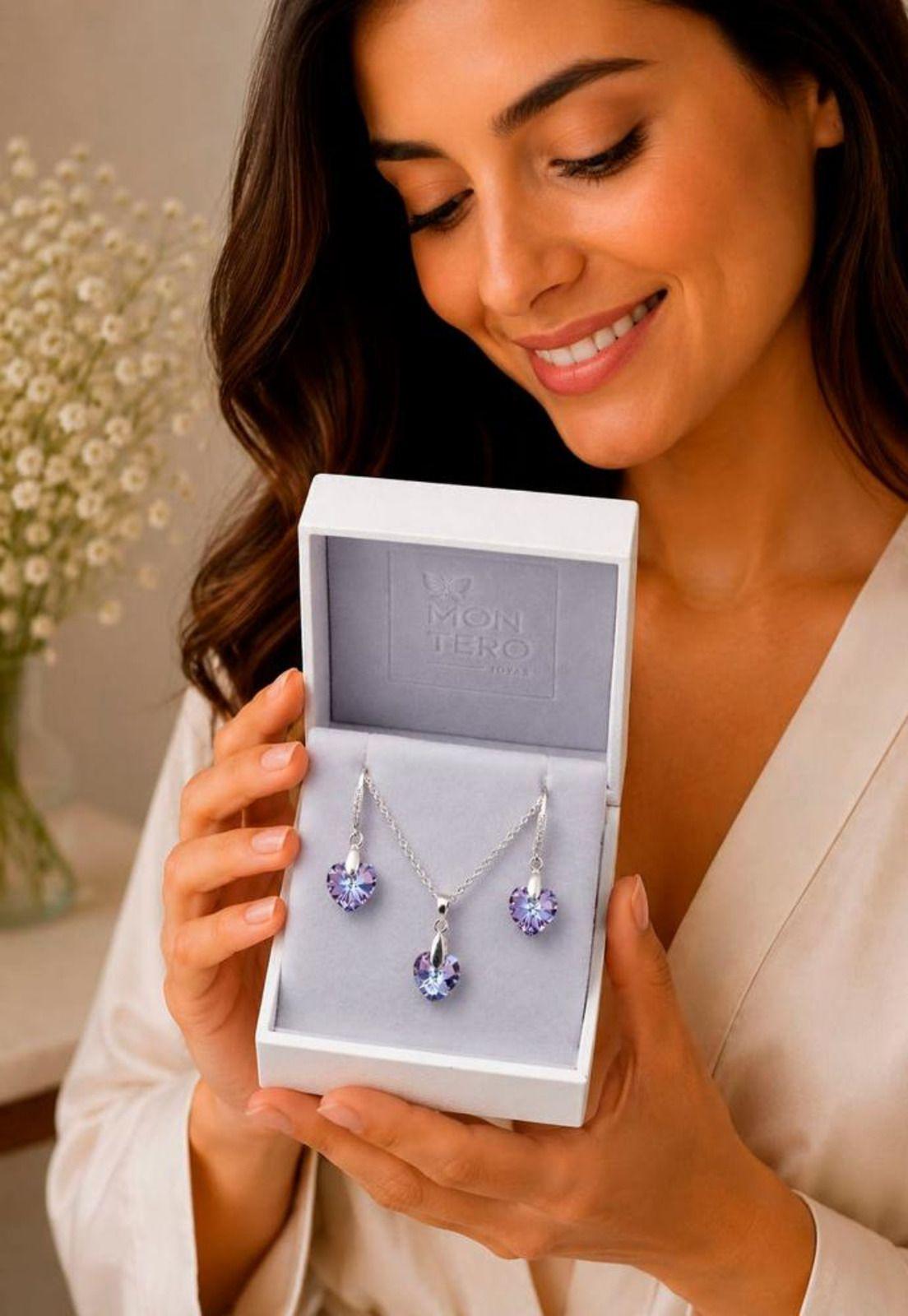 Conjunto Romance Plata 925 Cristal Swarovski® Vitral Light-2