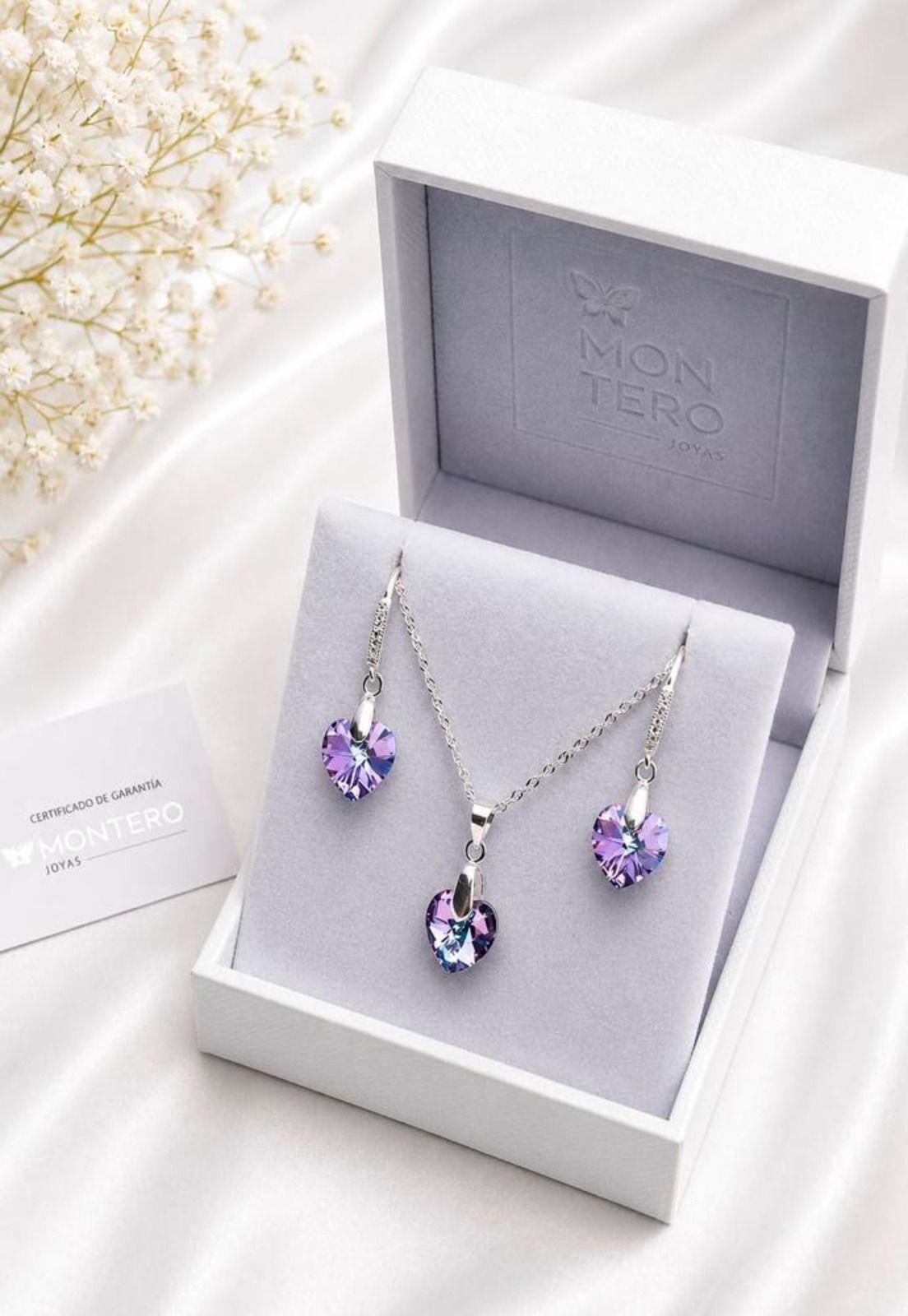 Conjunto Romance Plata 925 Cristal Swarovski® Vitral Light-3
