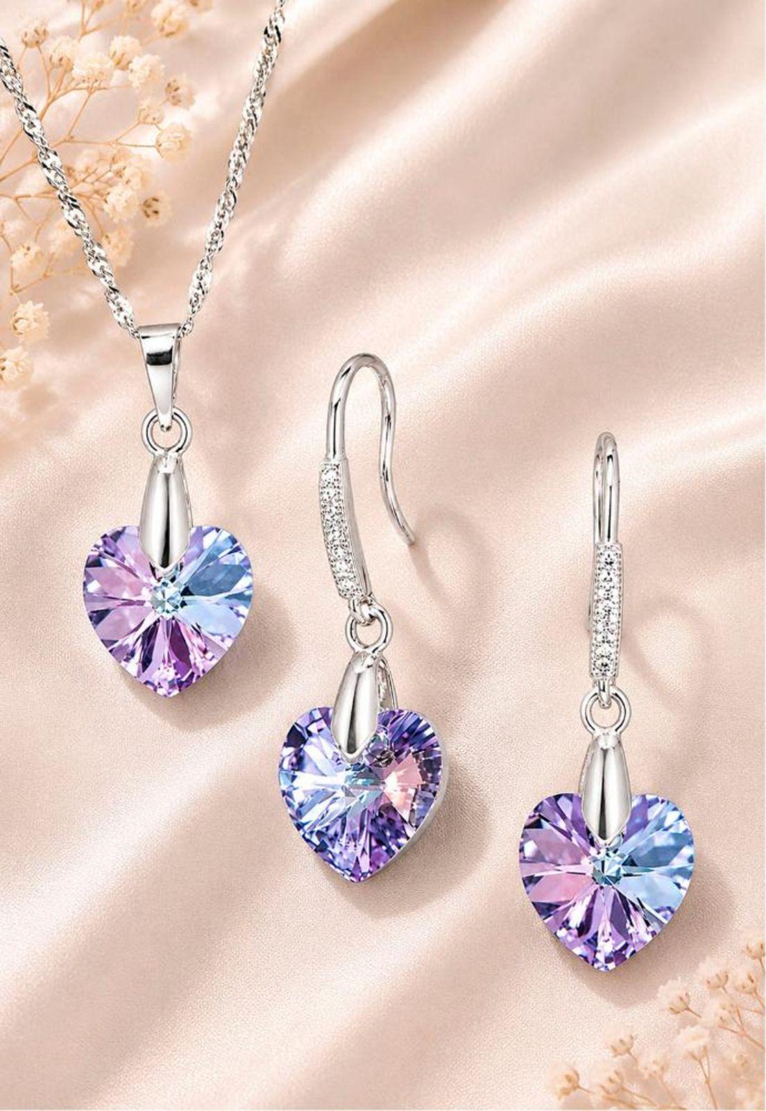 Conjunto Romance Plata 925 Cristal Swarovski® Vitral Light-4