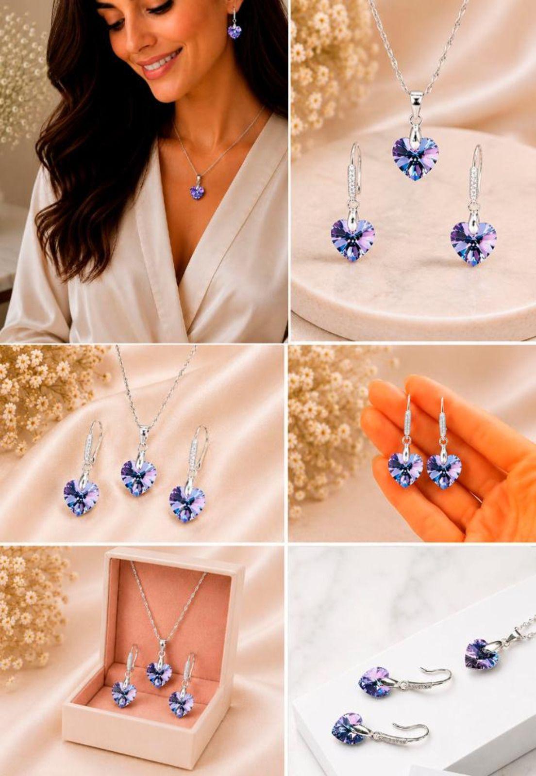 Conjunto Romance Plata 925 Cristal Swarovski® Vitral Light-5