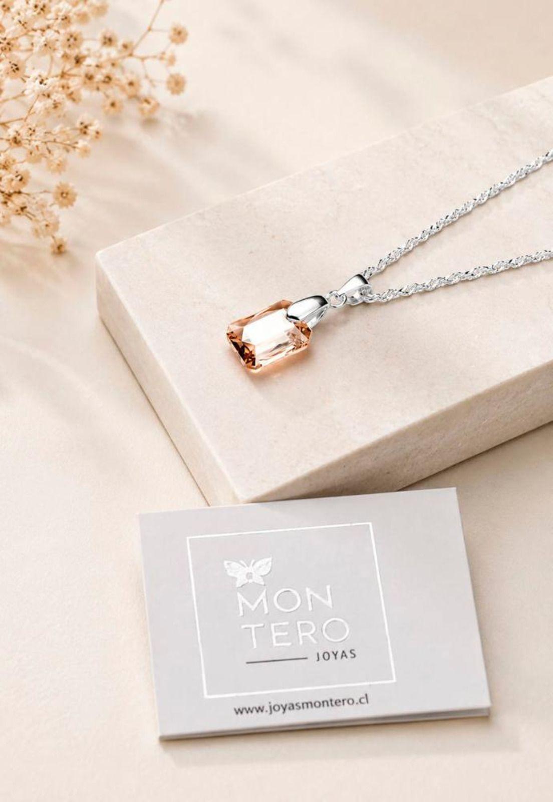 Collar Estefania Plata 925 Cristal Swarovski® Golden Shadow-3