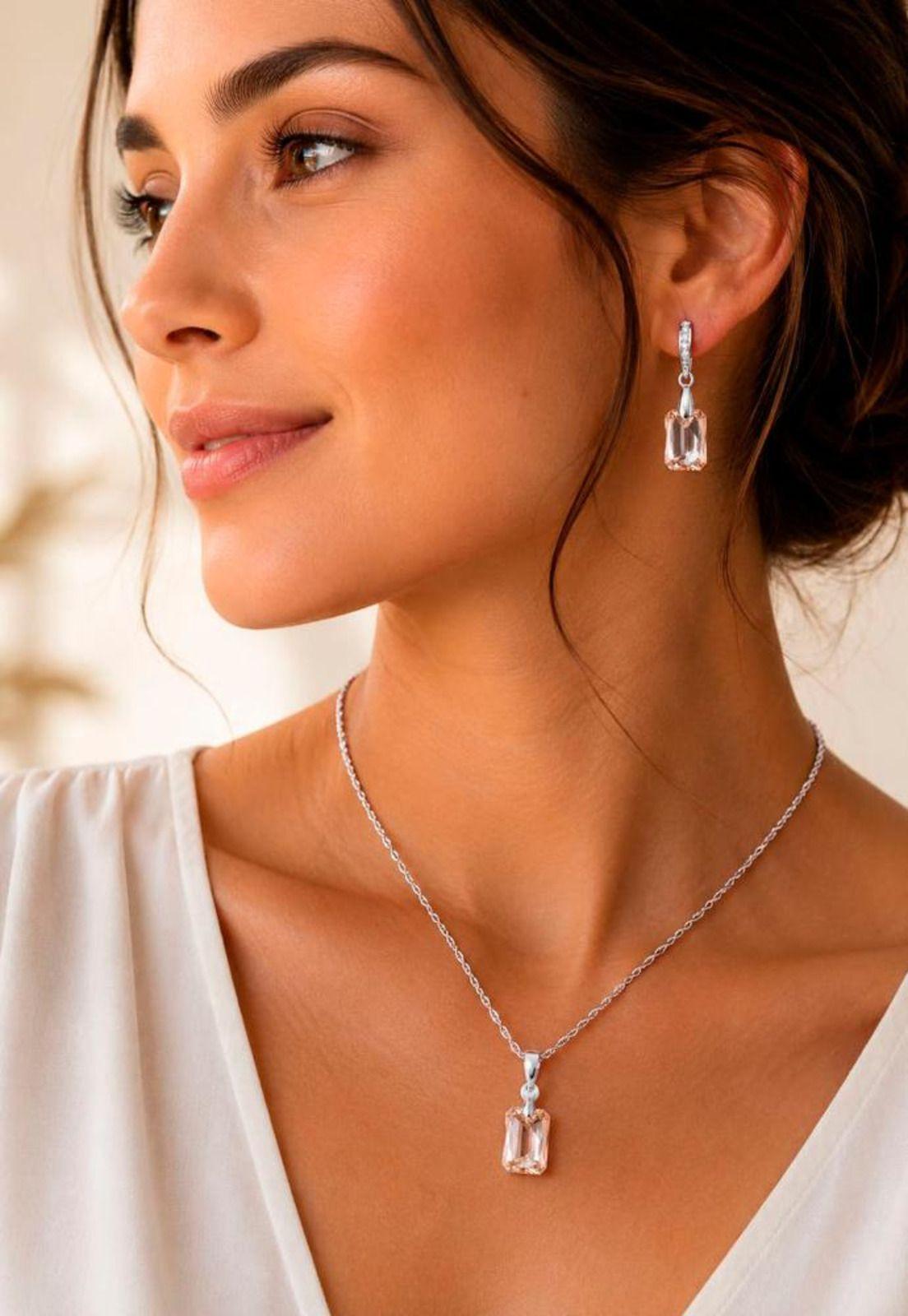 Collar Estefania Plata 925 Cristal Swarovski® Golden Shadow-4
