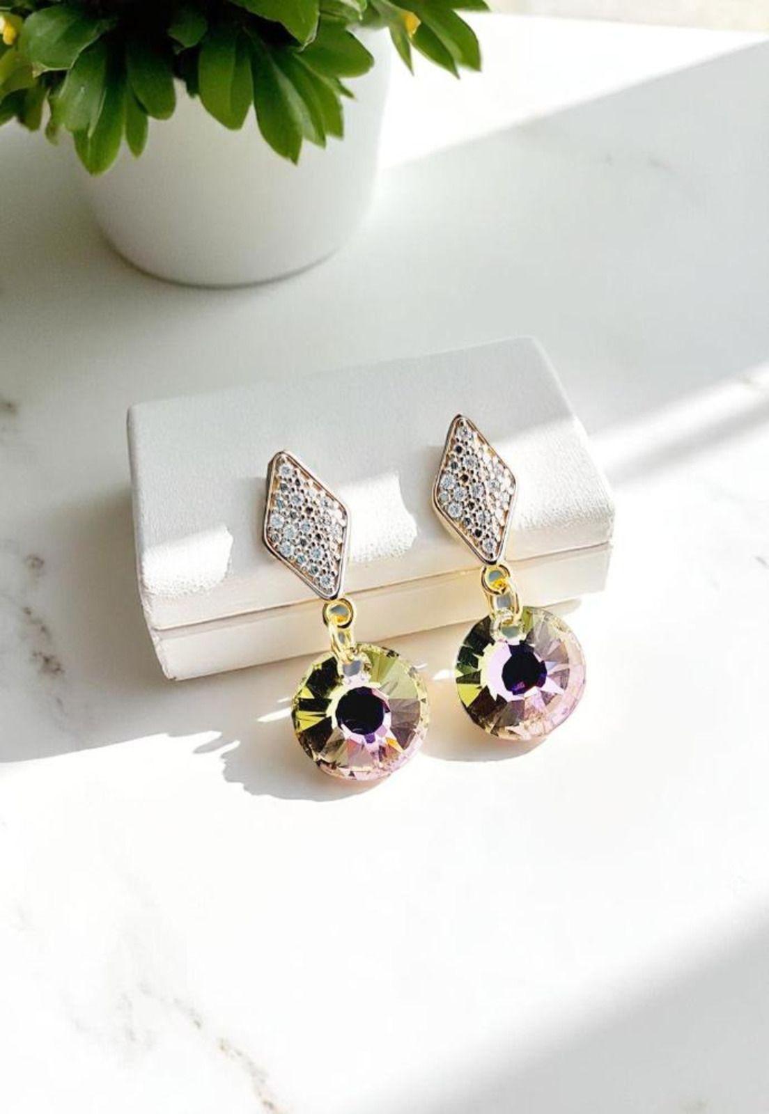 Conjunto Enigma Gold 24K Cristal Swarovski® Vitral Light-2