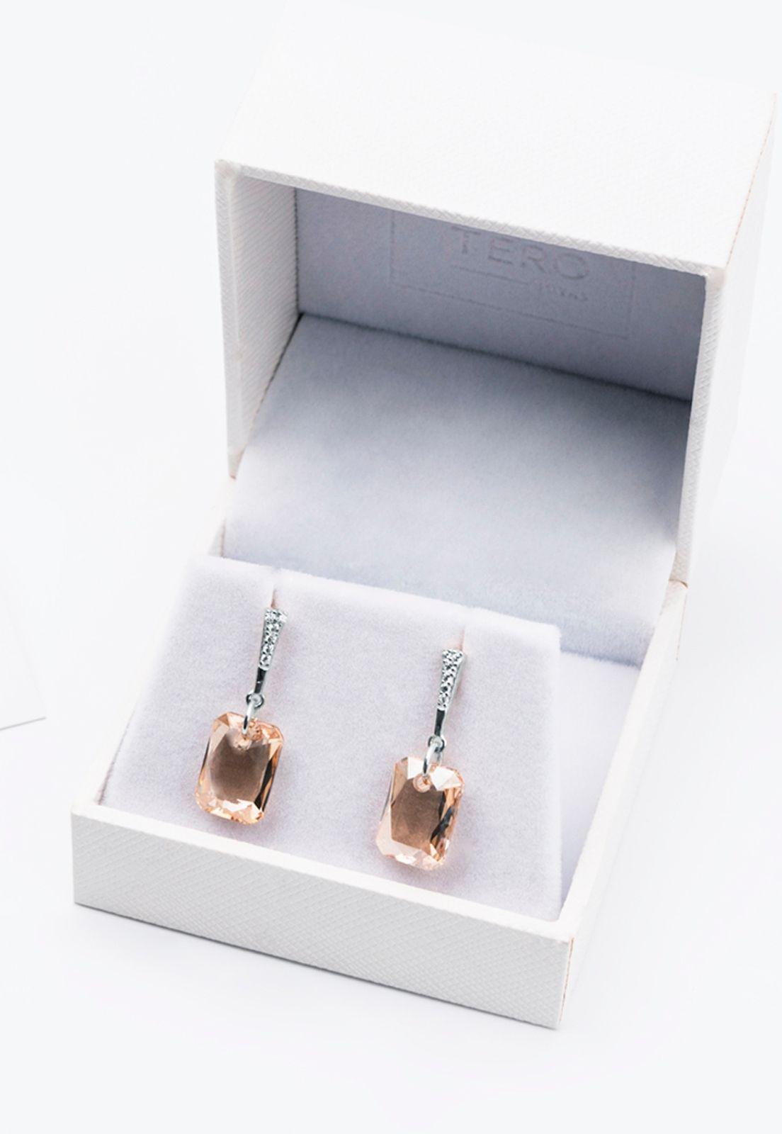 Aros Estefania Cristales Genuinos Golden Shadow.-2