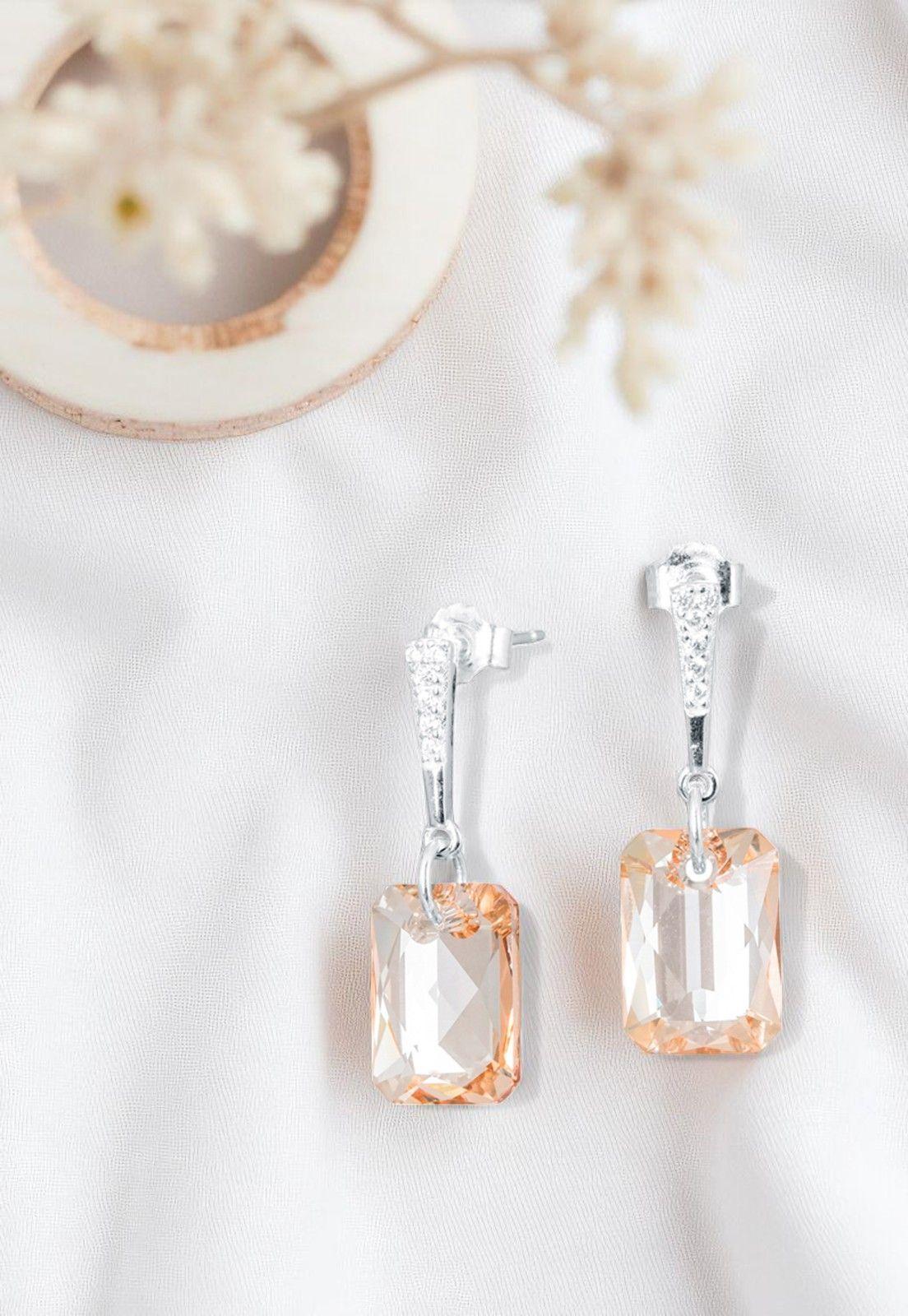 Aros Estefania Cristales Genuinos Golden Shadow.-2