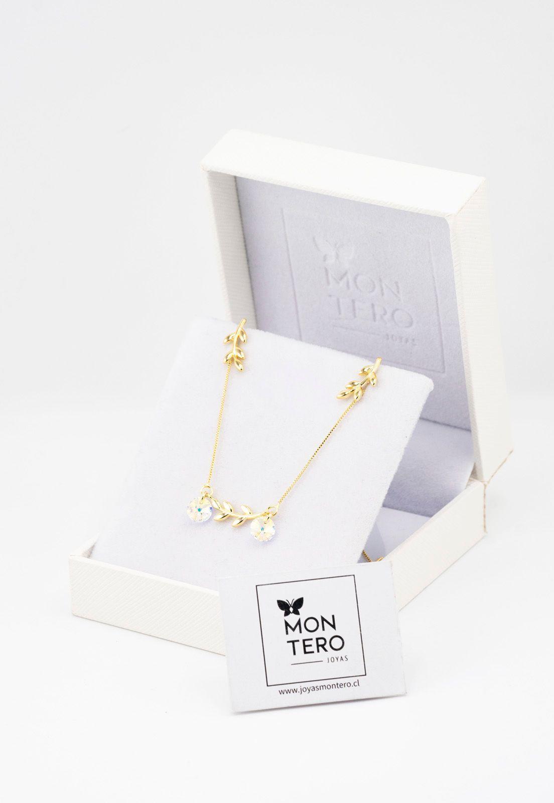 Conjunto Tiare Gold Baño de Oro 24k y Cristales Genuinos Aurora Boreal-2