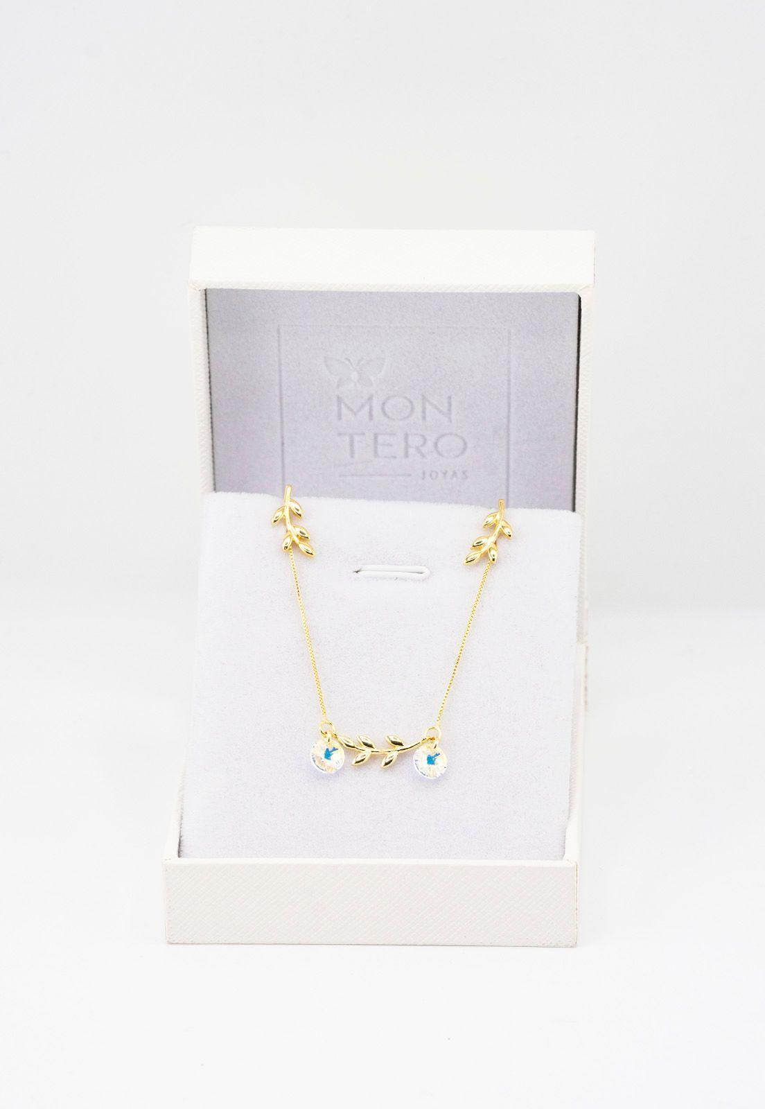 Conjunto Tiare Gold Baño de Oro 24k y Cristales Genuinos Aurora Boreal-3