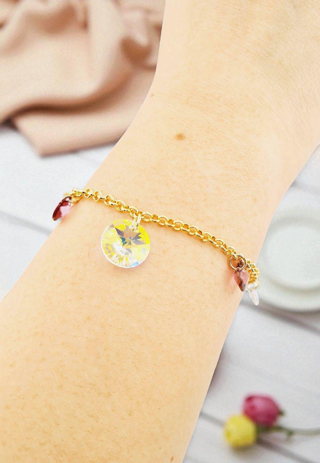 Pulsera Nepal Gold 24K Cristal Genuino Antique Pink-3