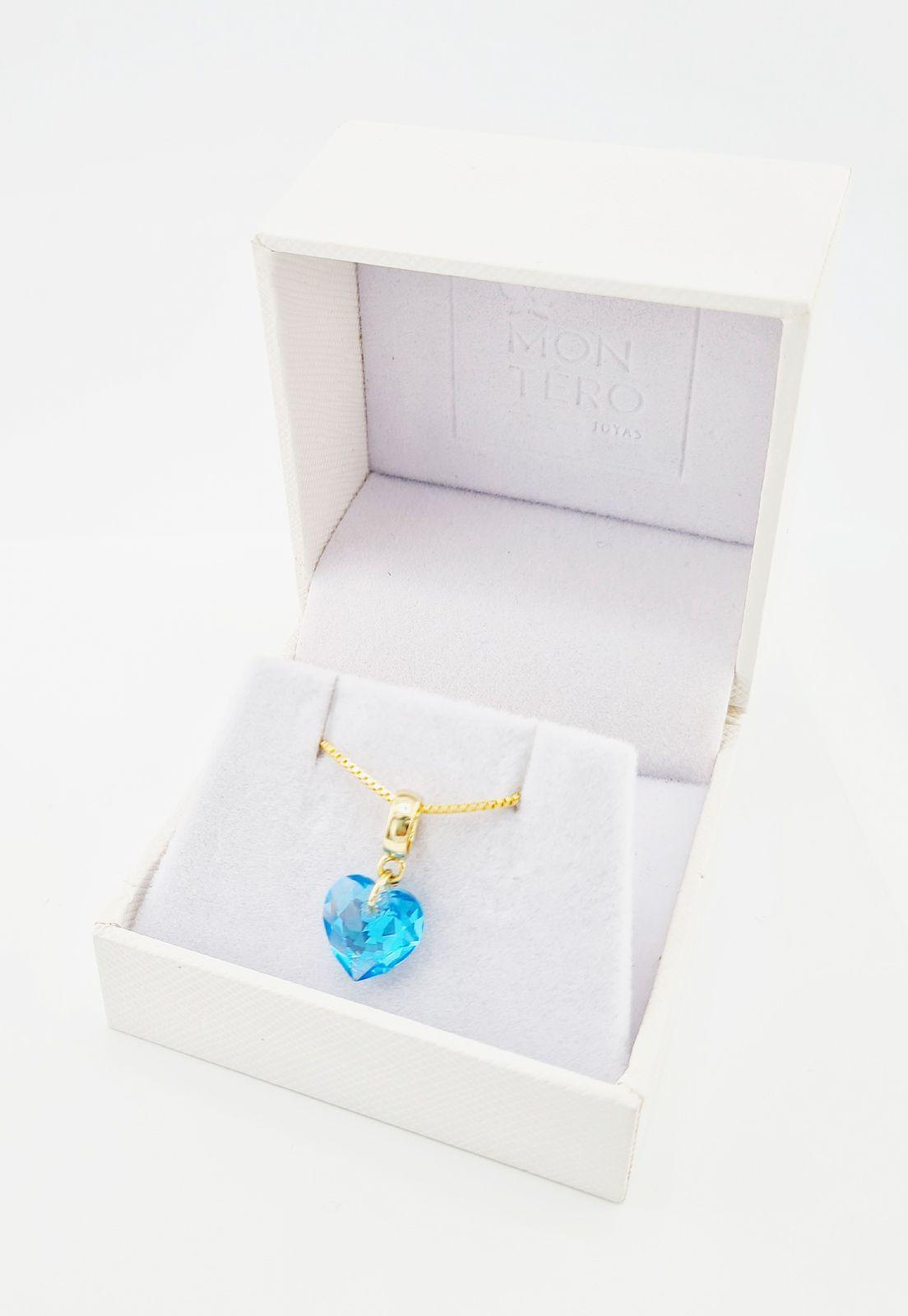 Collar Amor Gold Cristales Genuinos Aquamarine Shimmer-2