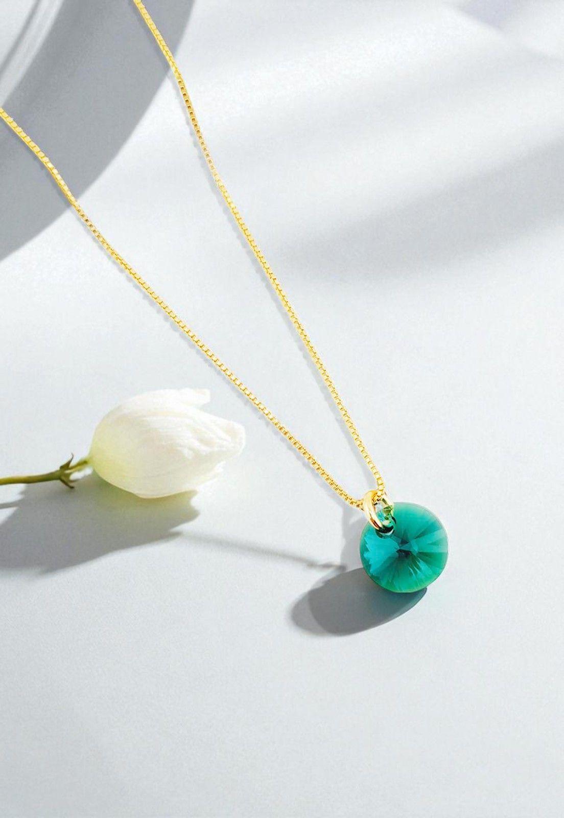 Collar Punto de Luz Gold Cristales Genuinos Emerald-3