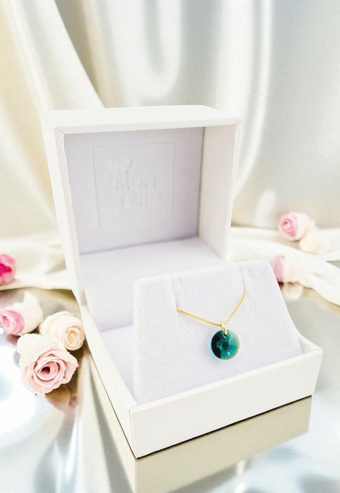 Collar Punto de Luz Gold Cristales Genuinos Emerald-4