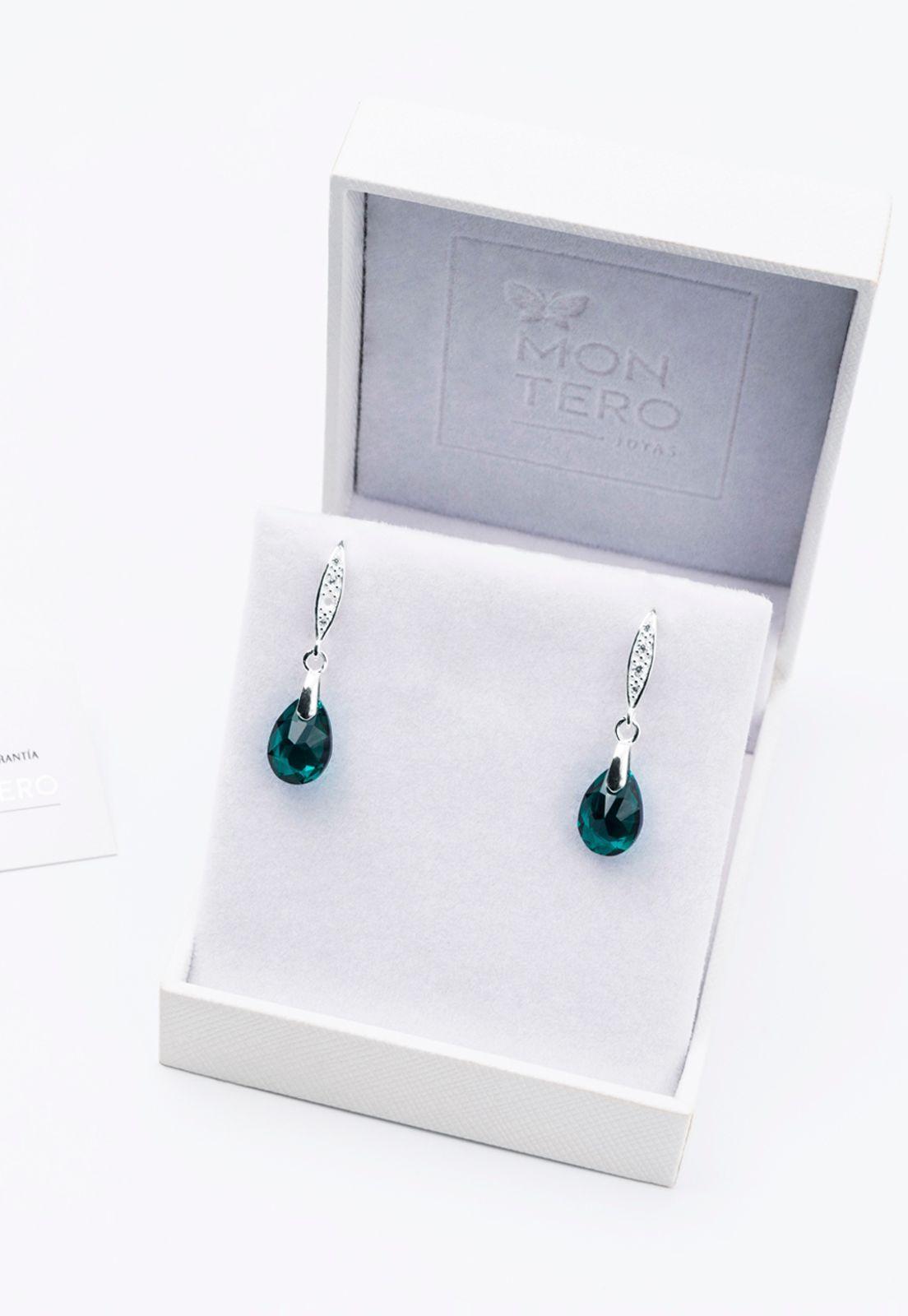 Aros Gota de Luz Cristales Genuinos Emerald Shimmer.-2