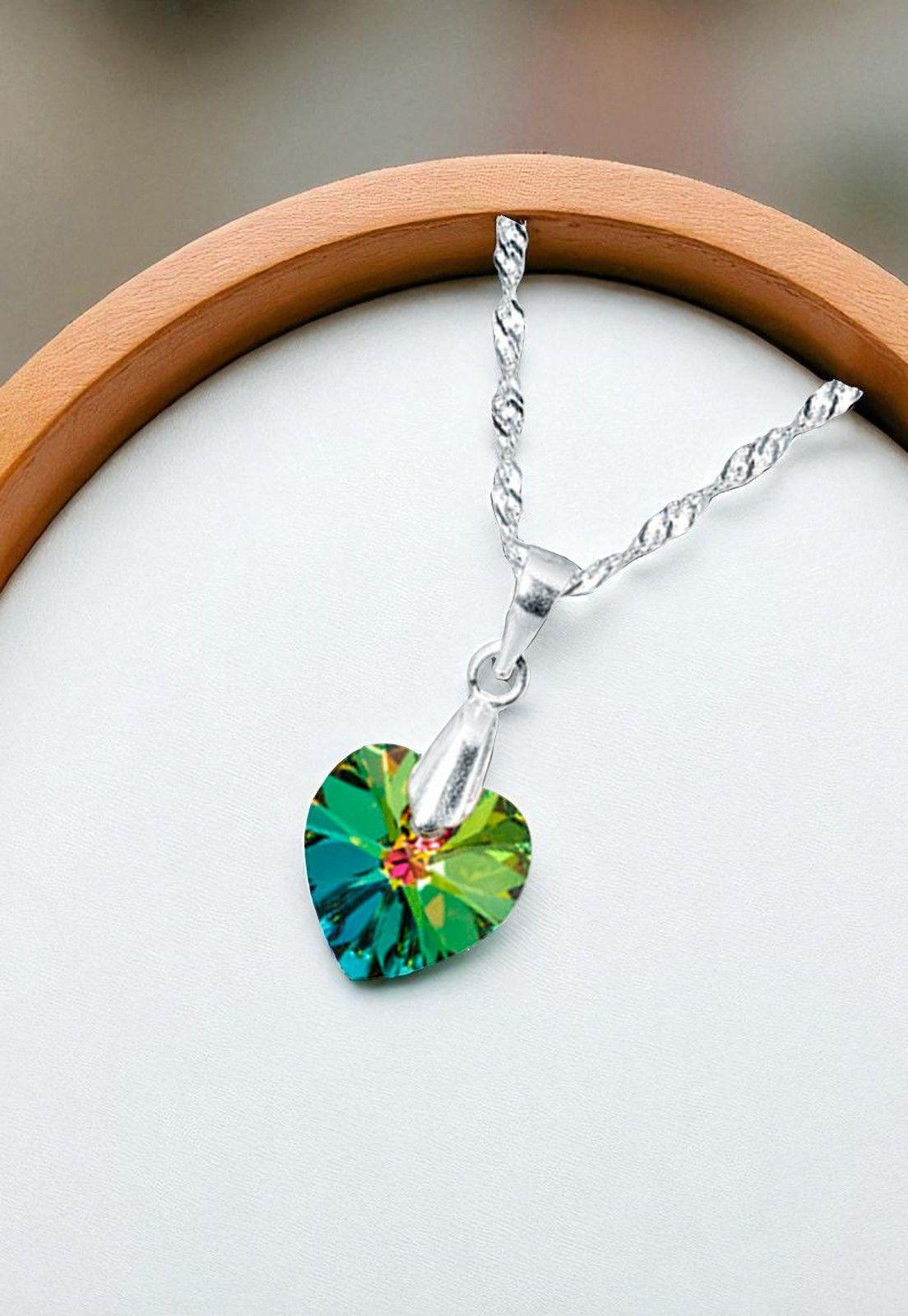 Collar Romance Plata Italiana 925 Cristal Genuino Vitral Medium-2