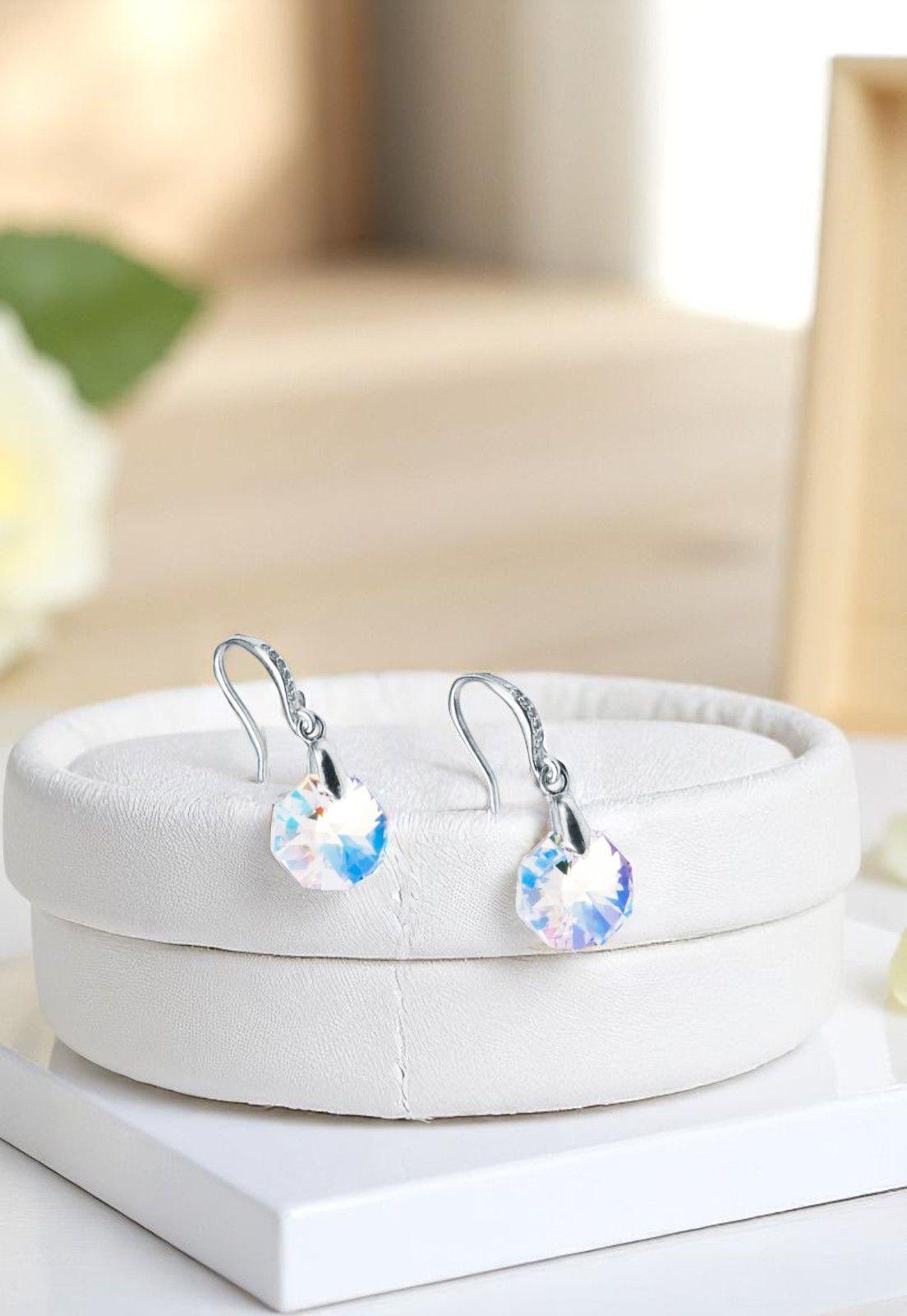 Aros Lucia Plata Italiana 925 Cristal Genuino Aurora Boreal-3
