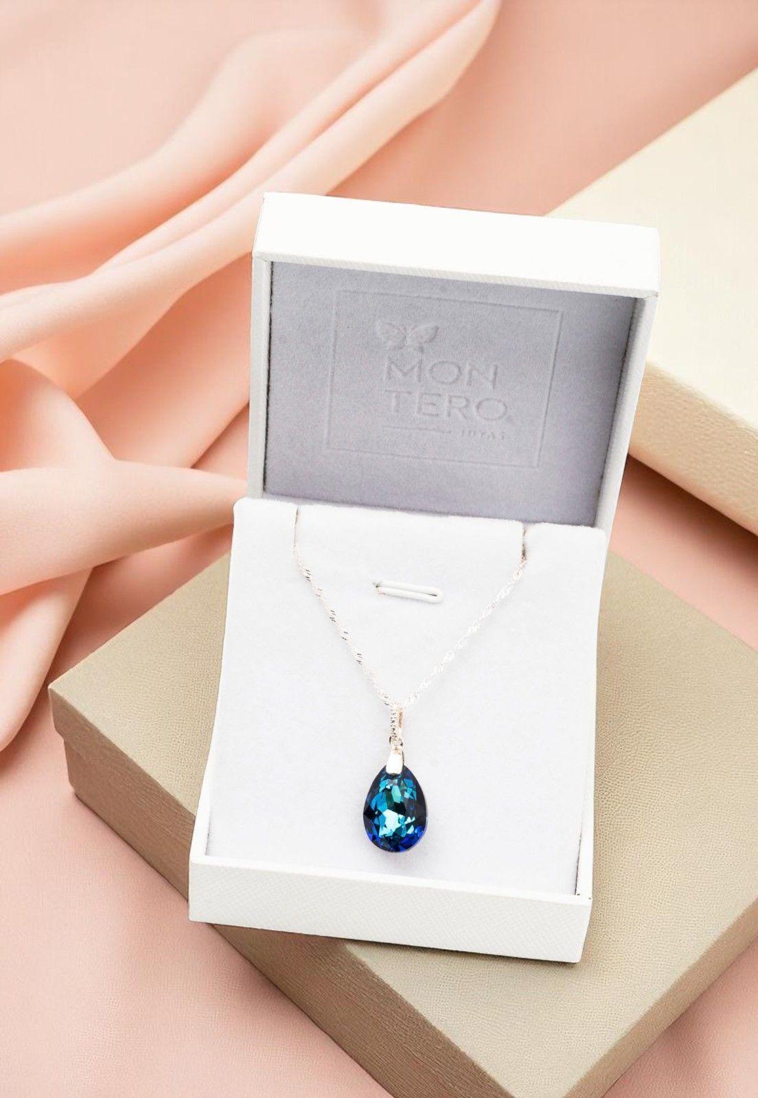 Collar Capricho Plata 925 Cristal Genuino Bermuda Blue-4