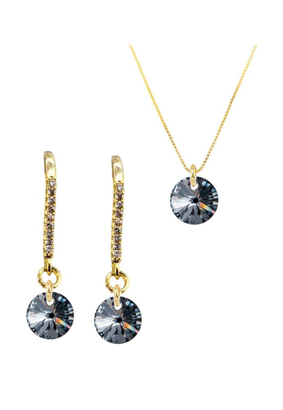 Conjunto Antonia Gold 24K Cristal Swarovski® Silver Night-0