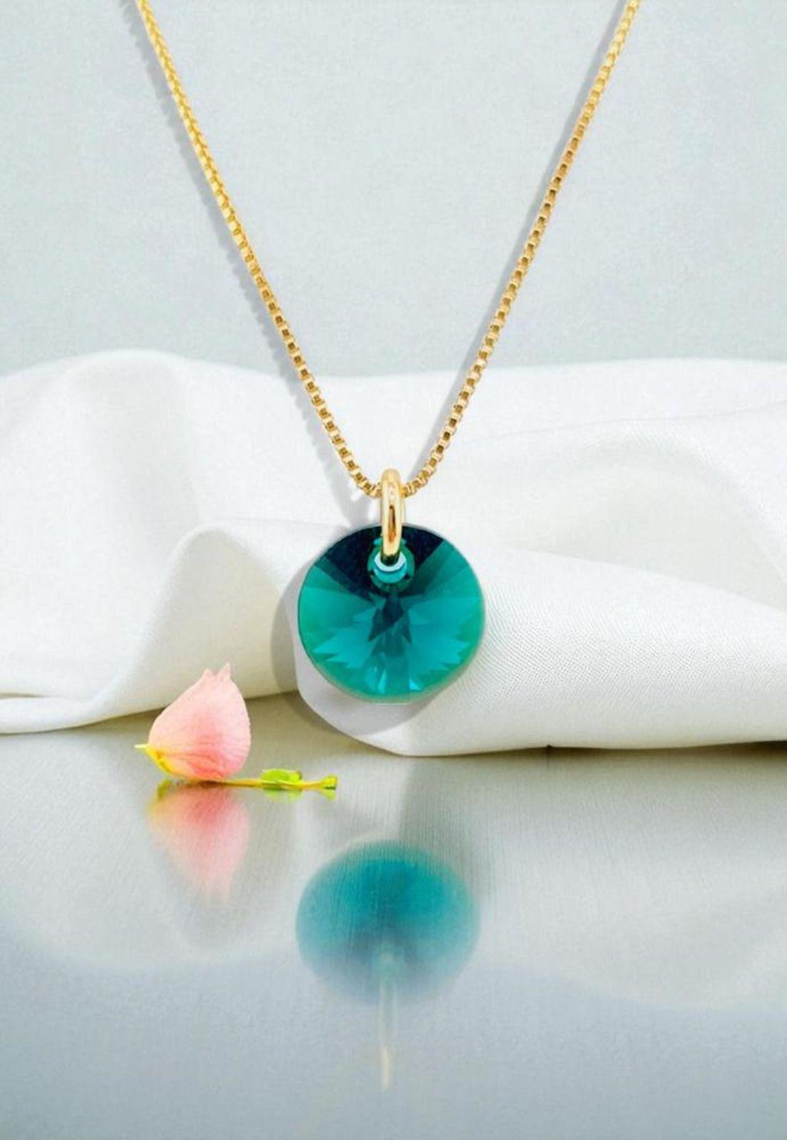 Collar Punto de Luz Gold 24k Creado con cristales de Swarovski® Emerald-1
