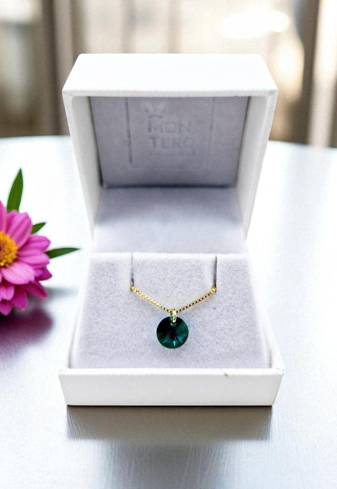 Collar Punto de Luz Gold 24k Creado con cristales de Swarovski® Emerald-4