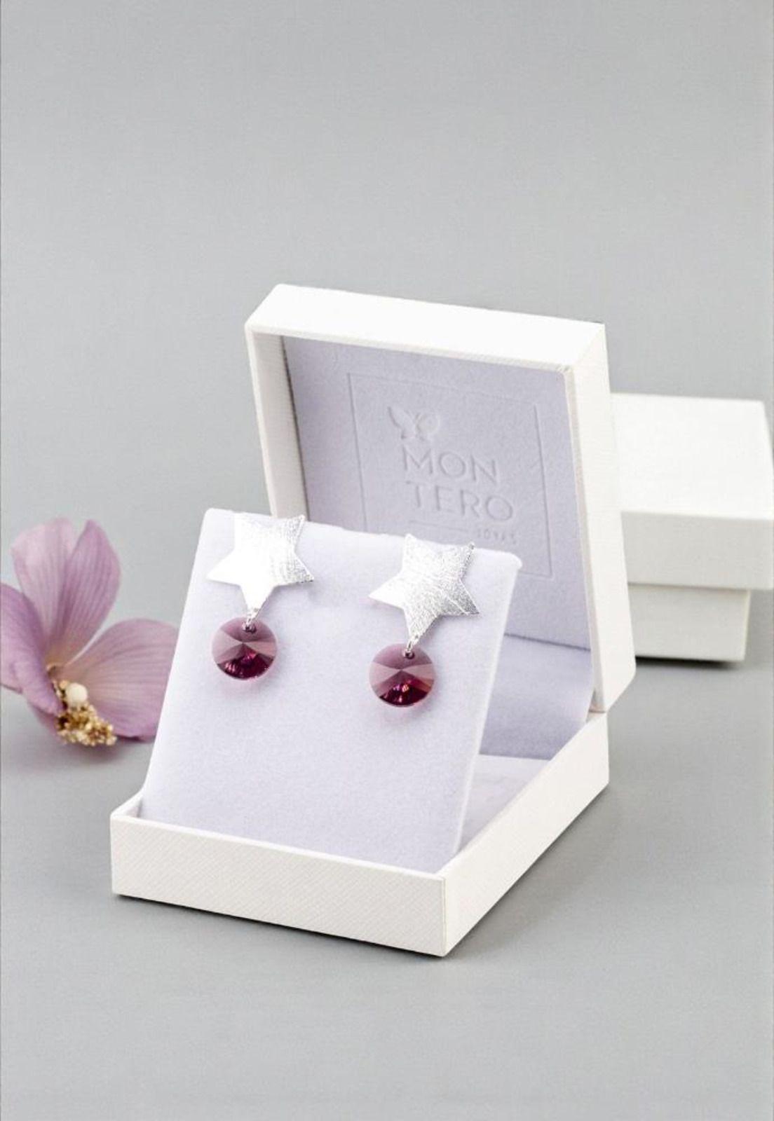 Aros Estelar Baño Oro Blanco Cristal Swarovski® Amethyst-3