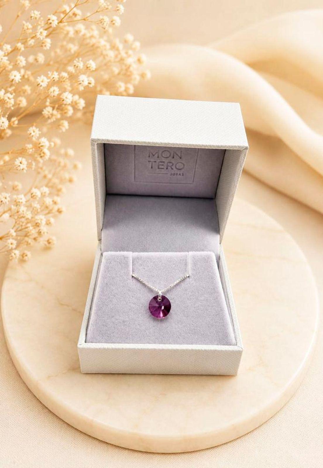 Collar Punto de Luz Plata 925 Cristal Swarovski®  Antique Pink-5