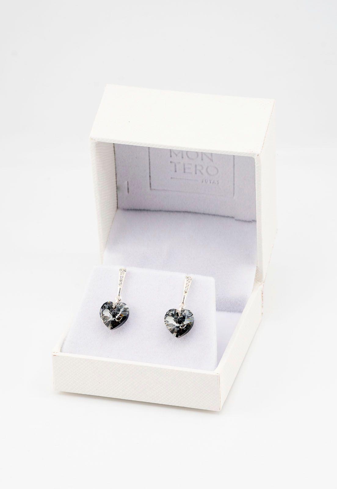 Aros Romance Plata Italiana 925 y Cristales Genuinos Silver Night-2