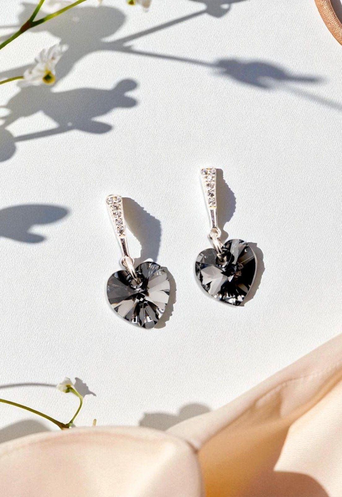 Aros Romance Plata Italiana 925 Cristal Genuino Silver Night-3