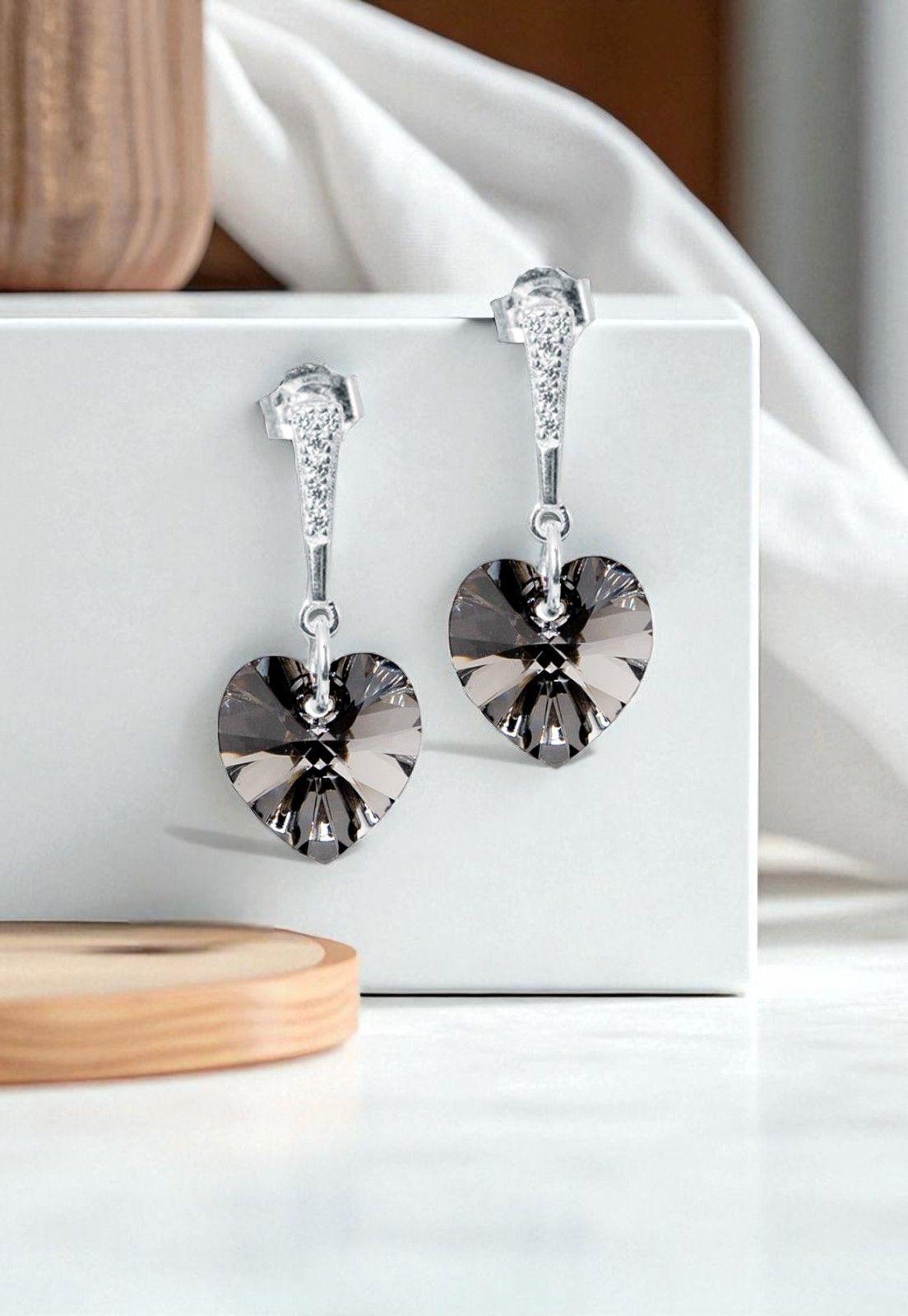 Aros Romance Plata Italiana 925 Cristal Genuino Silver Night-2