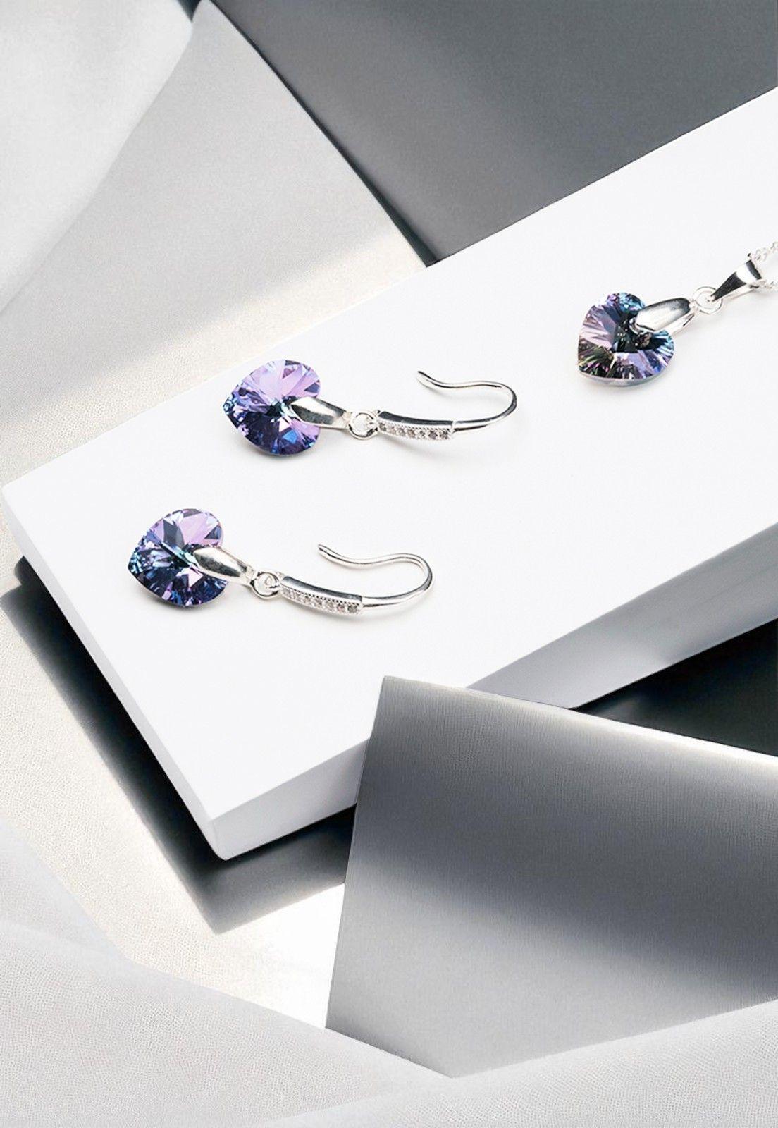 Conjunto Romance Plata Italiana 925 Cristale Genuino Vitral Light-2