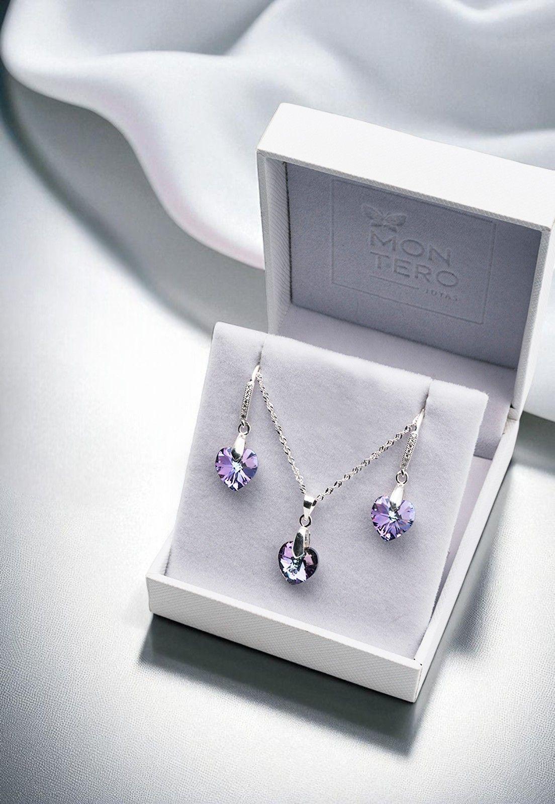 Conjunto Romance Plata Italiana 925 Cristale Genuino Vitral Light-3