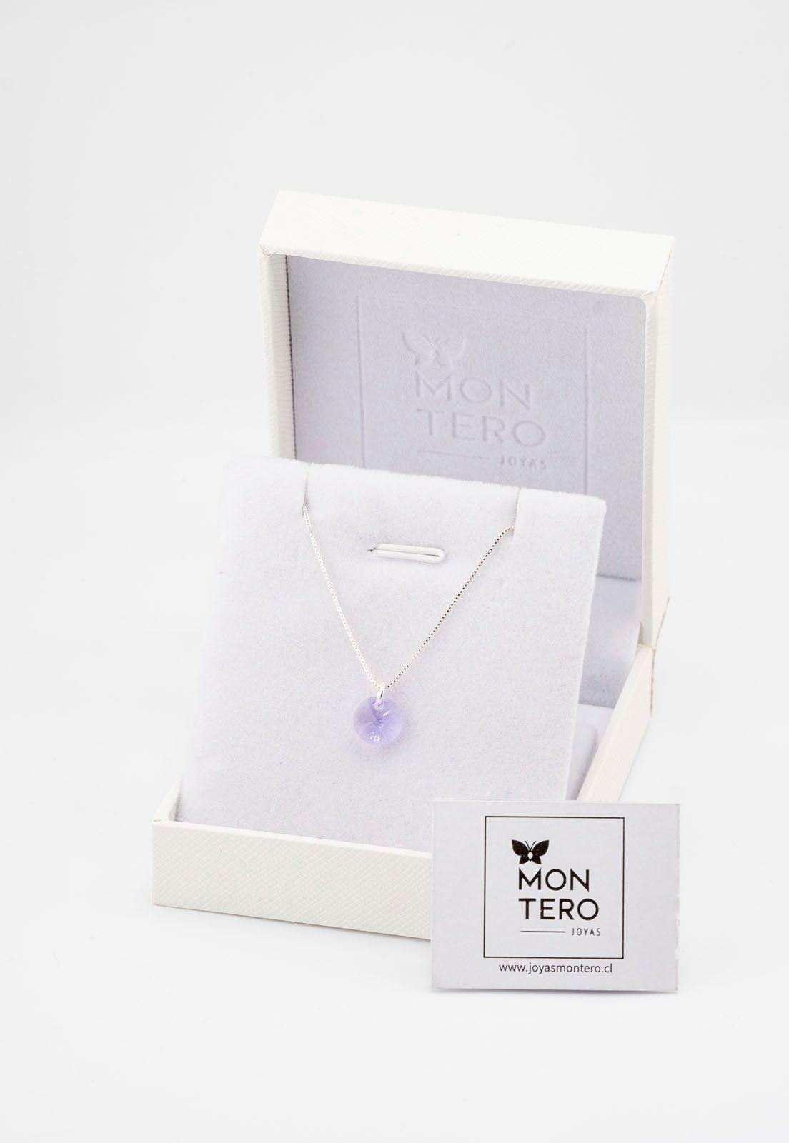 Collar Punto de Luz Plata Italiana 925 y Cristales Genuinos Violet-2