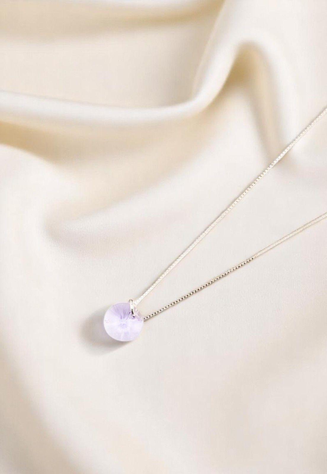 Collar Punto de Luz Plata Italiana 925 y Cristales Genuinos Violet-2