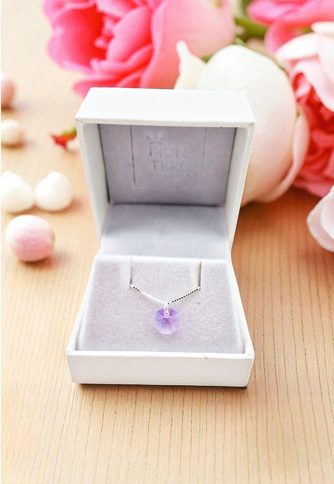 Collar Punto de Luz Plata Italiana 925 y Cristales Genuinos Violet-3