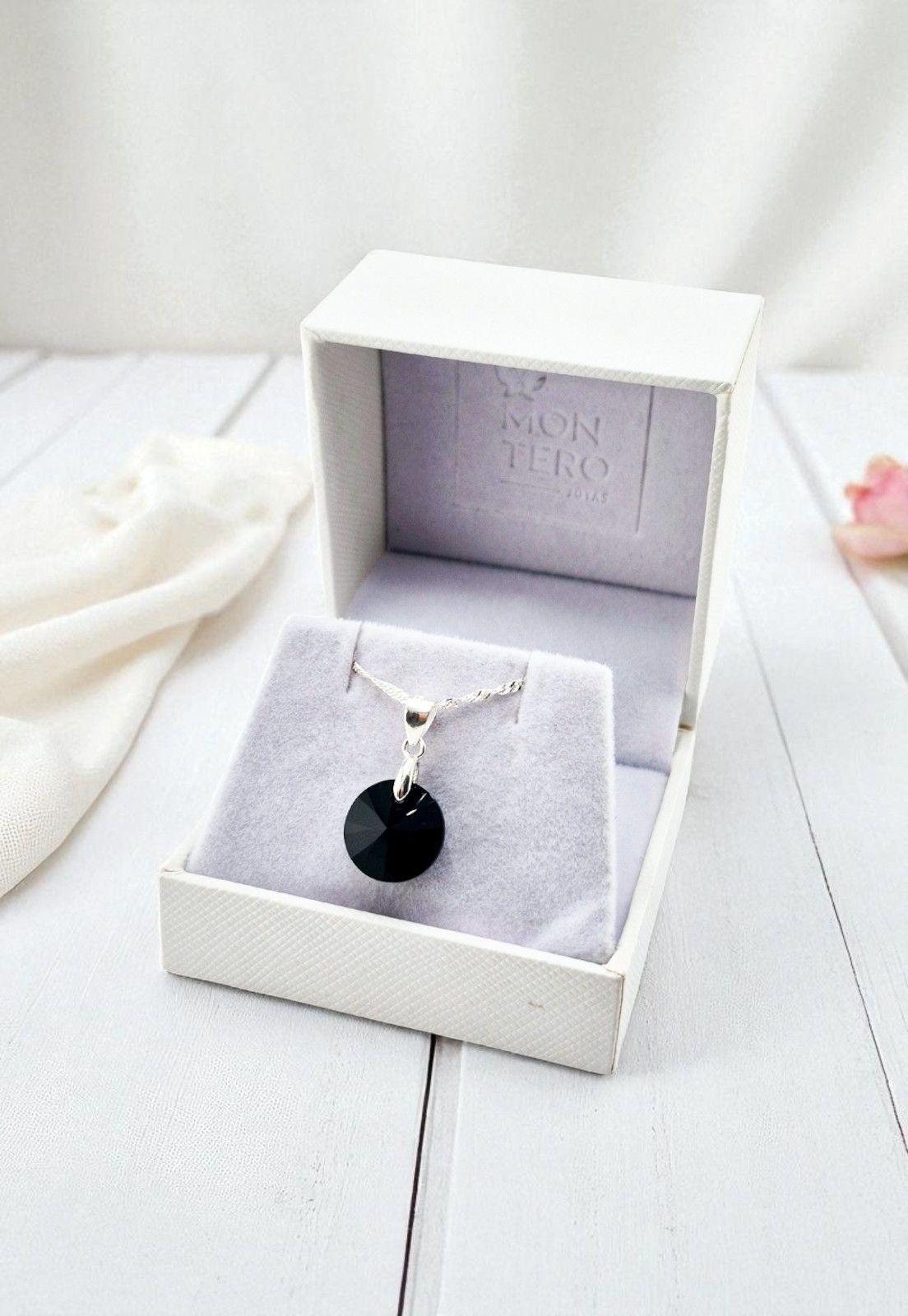 Collar Paris Plata 925 Cristal Genuino Jet-3