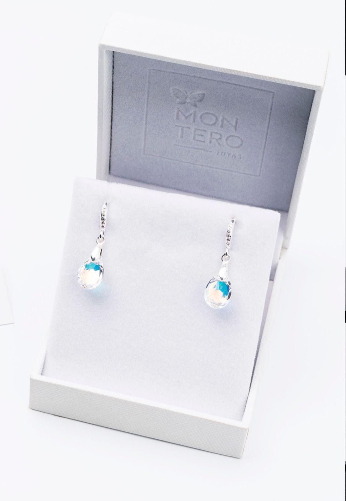 Aros Gota De Luz Cristal Genuino Aurora Boreal-2