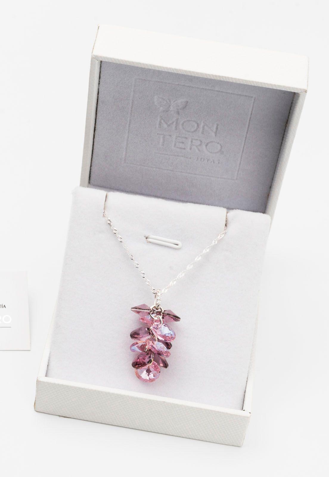 Collar Destellos Cristales Genuinos Antique Pink y Light Rose-2