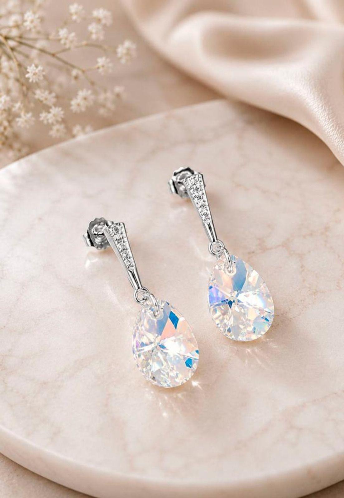 Aros Encanto Plata 925 Cristal Swarovski® Aurora Boreal-2