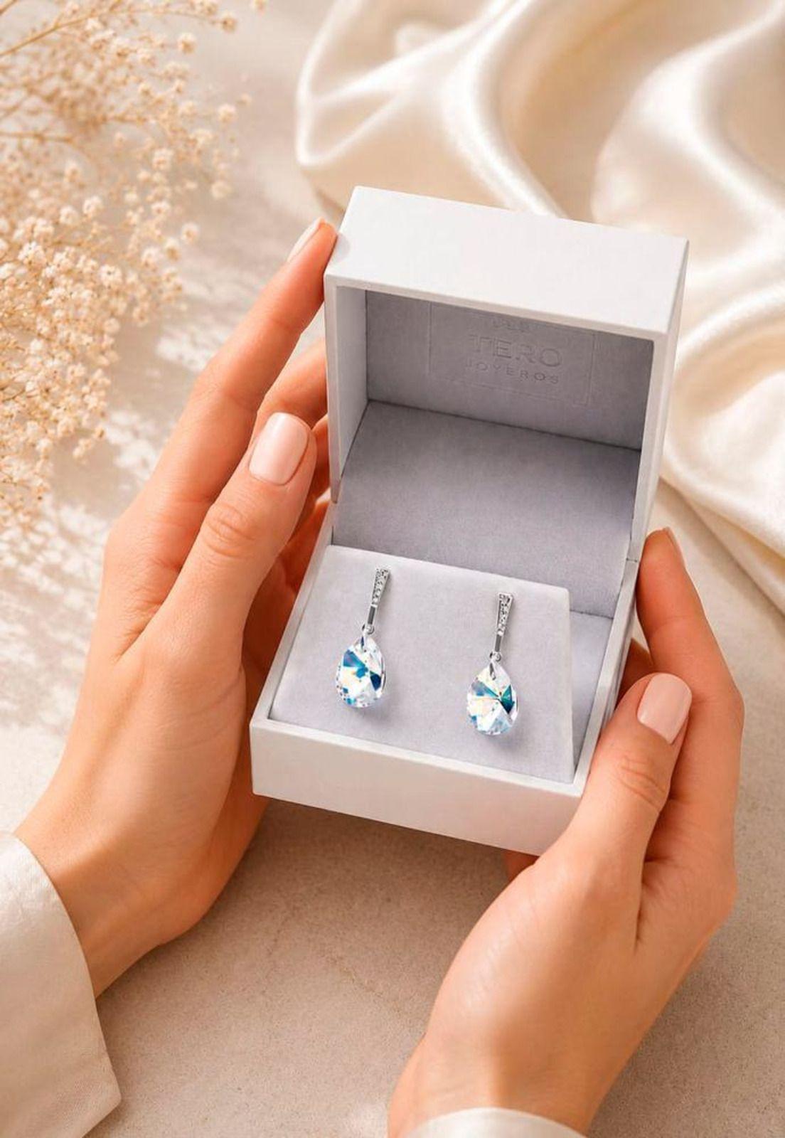Aros Encanto Plata 925 Cristal Swarovski® Aurora Boreal-5