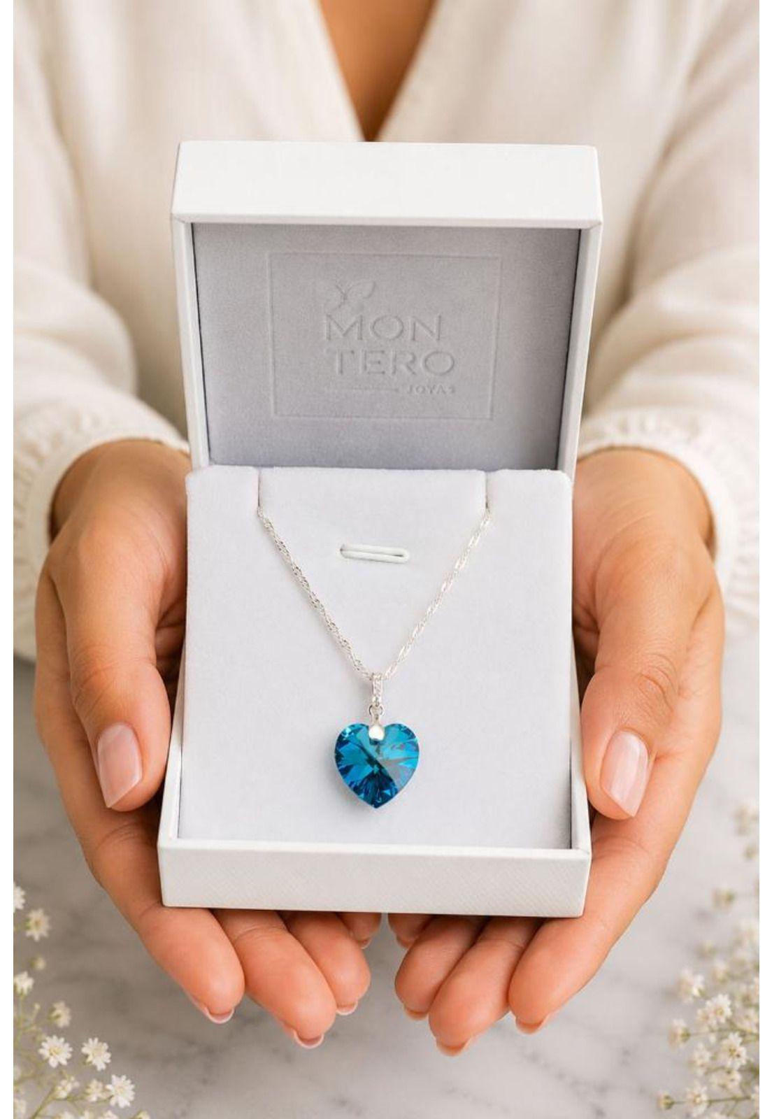 Collar Gran Romance Plata 925 Cristal Swarovski® Bermuda Blue-3