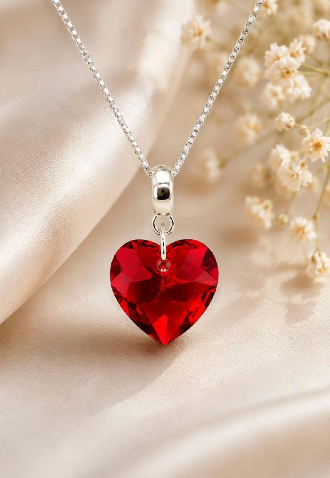 Collar Amor Baño Oro Blanco Cristal Swarovski® Siam-2