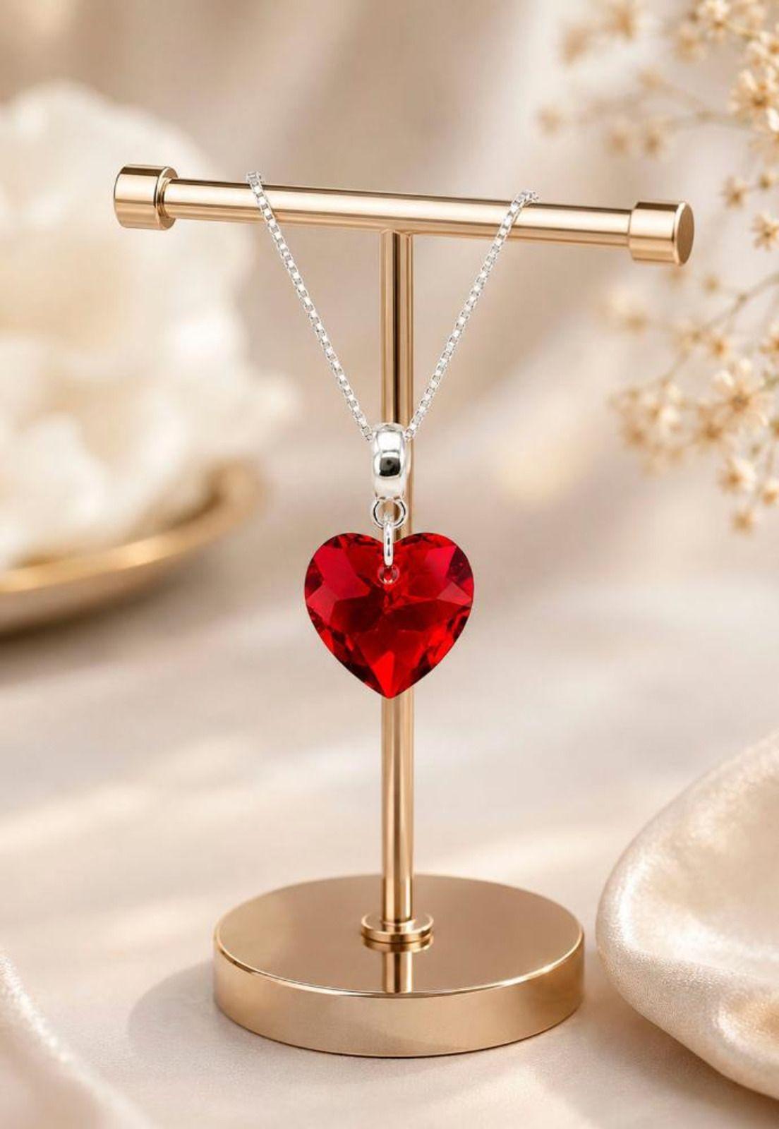 Collar Amor Baño Oro Blanco Cristal Swarovski® Siam-4
